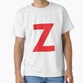 Z Initial Letter Z Red And White T-Shirt - Casual Everyday Wear Men Women - T-Shirt, Sweatshirt, Hoodie