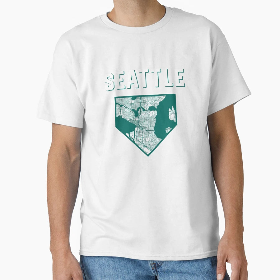 Seattle Baseball City Home Map T-Shirt - Fun Novelty Design Unisex - T-Shirt, Sweatshirt, Hoodie