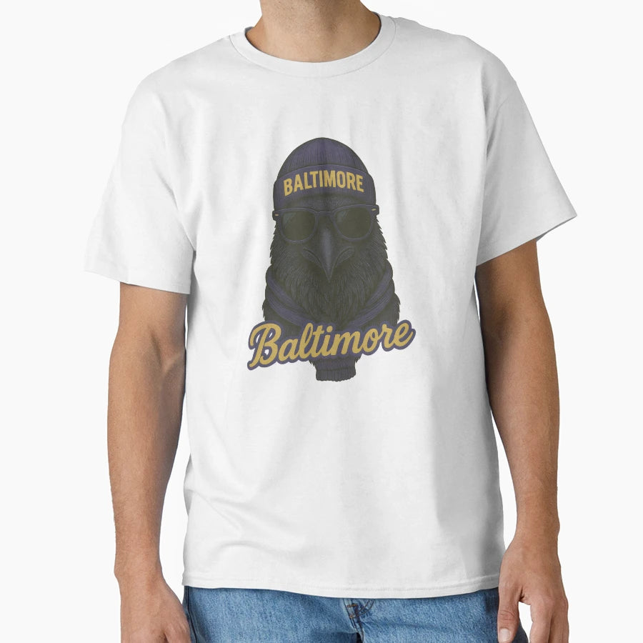 Baltimore Raven Bird Beanie Sunglasses T-Shirt - Minimalist Print Unisex - T-Shirt, Sweatshirt, Hoodie