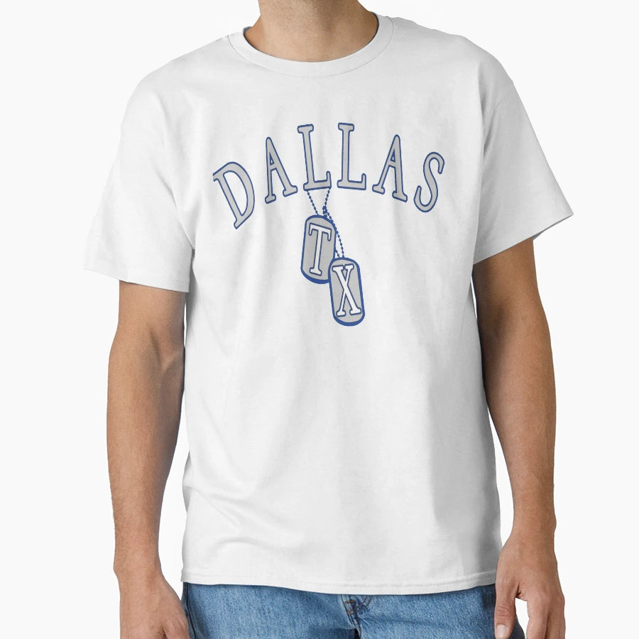 Dallas Tx Dog Tag T-Shirt - Novelty Apparel for Adults - T-Shirt, Sweatshirt, Hoodie