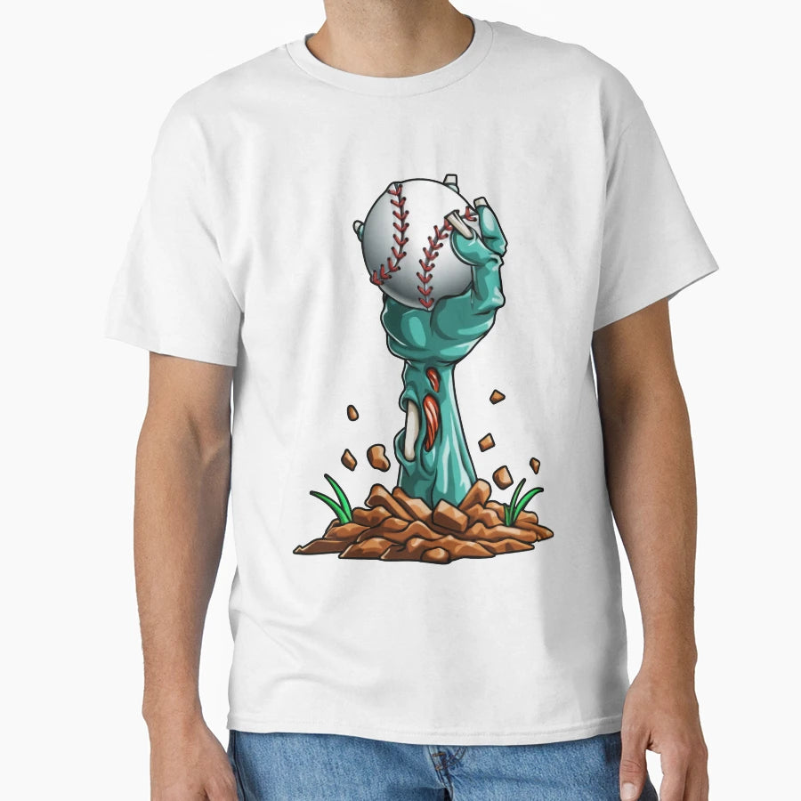 Zombie Hands Baseball Funny Halloween T-Shirt - Unique Graphic for Adults - T-Shirt, Sweatshirt, Hoodie