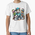 Skateboarding Cat Graffiti Art T-Shirt - Casual Everyday Wear Men Women - T-Shirt, Sweatshirt, Hoodie