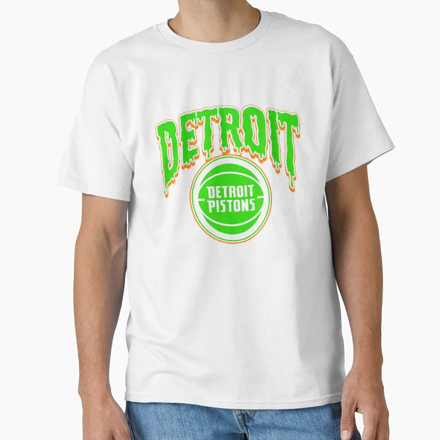 Detroit Pistons Halloween Slime Logo T-Shirt - Novelty Apparel for Adults - T-Shirt, Sweatshirt, Hoodie