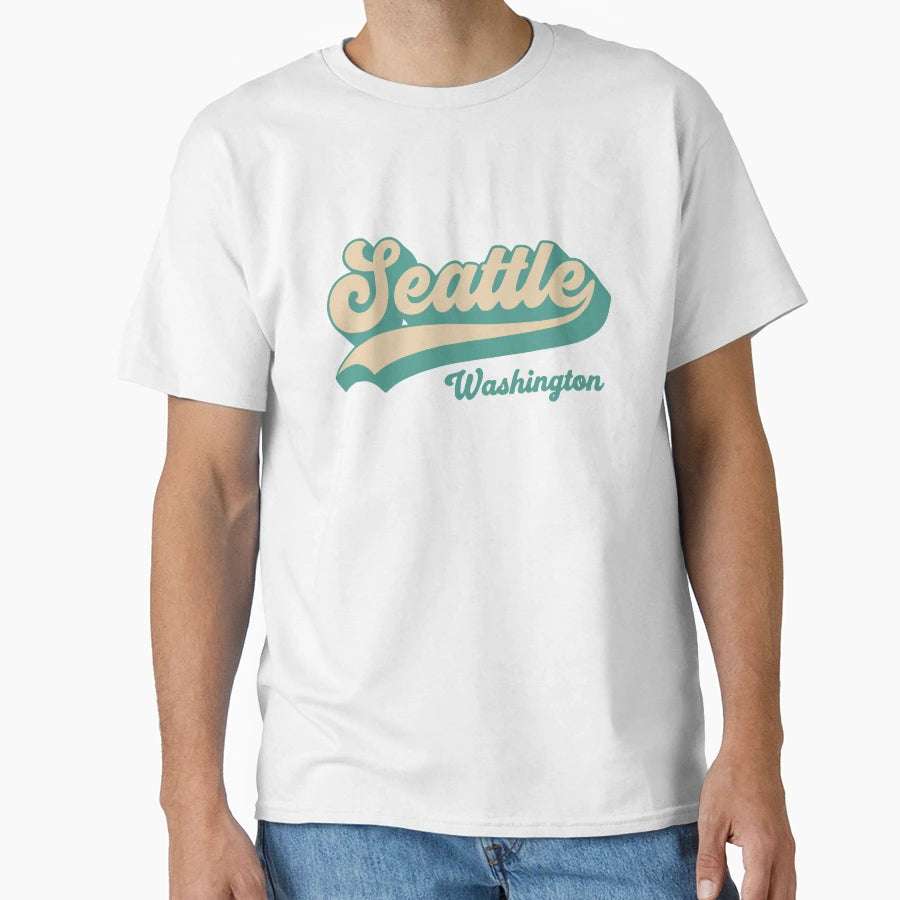 Seattle Washington Script City T-Shirt - Graphic Print for Adults - T-Shirt, Sweatshirt, Hoodie