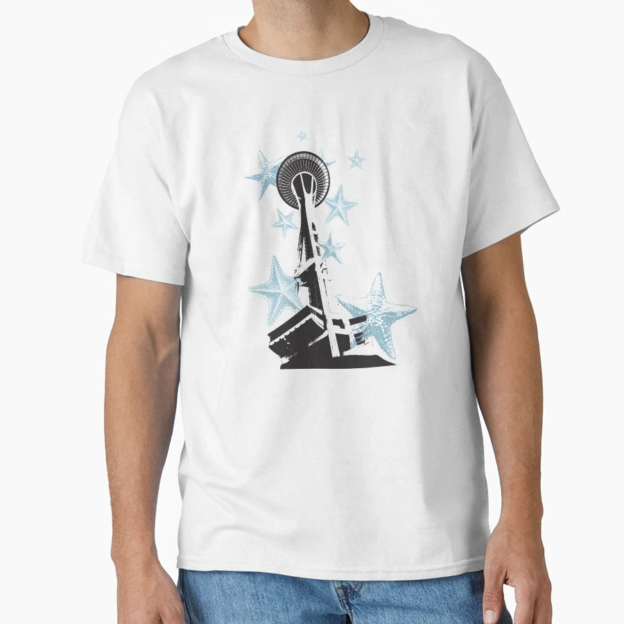 Star Space Needle T-Shirt - Minimalist Print Unisex - T-Shirt, Sweatshirt, Hoodie