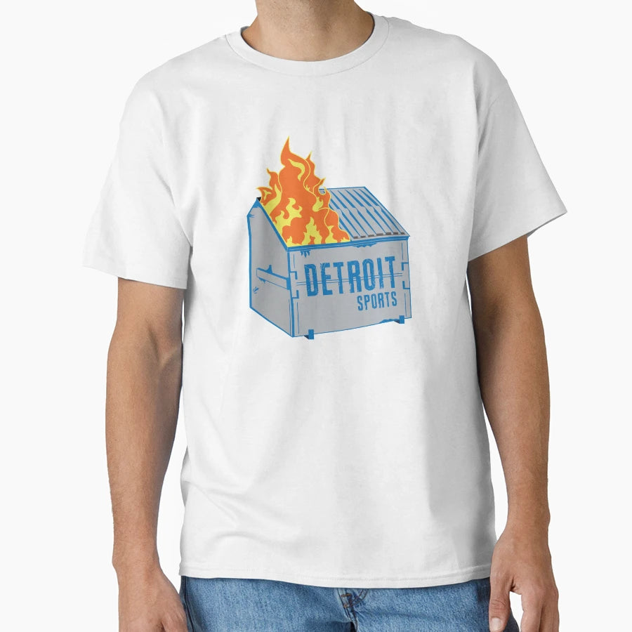 Detroit Sports Dumpster Fire T-Shirt - Minimalist Print for Adults - T-Shirt, Sweatshirt, Hoodie