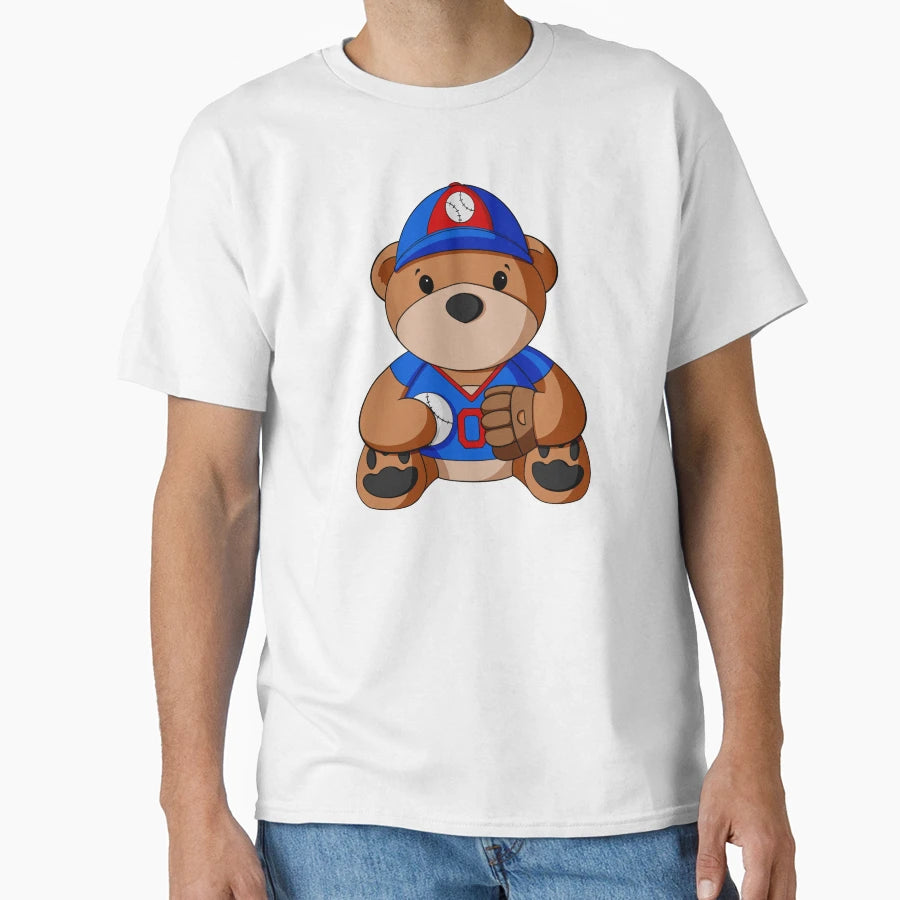 Baseball Player Teddy Bear T-Shirt - Graphic Print Unisex - T-Shirt, Sweatshirt, Hoodie