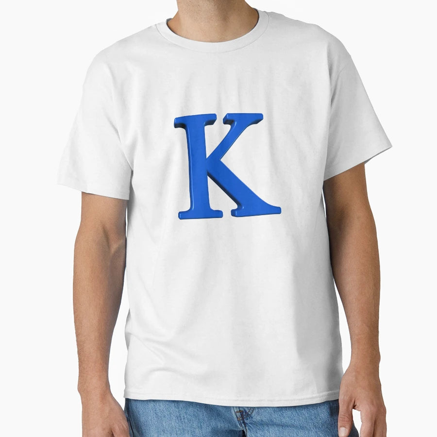 Letter K Dimensional Blue T-Shirt - Casual Everyday Wear for Adults - T-Shirt, Sweatshirt, Hoodie