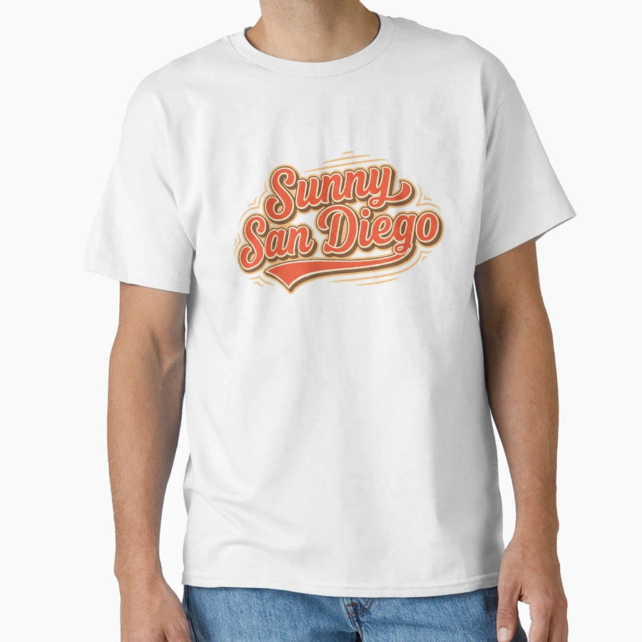Sunny San Diego Script California T-Shirt - Trendy Graphic for Adults - T-Shirt, Sweatshirt, Hoodie