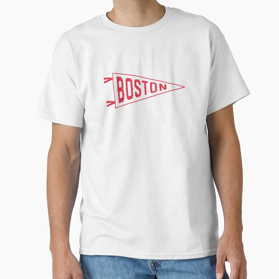 Boston Baseball Pennant T-Shirt - Custom Art Print Men Women - T-Shirt, Sweatshirt, Hoodie