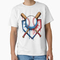 American Flag Baseball Fans Ball Bat T-Shirt - Unique Graphic Men Women - T-Shirt, Sweatshirt, Hoodie