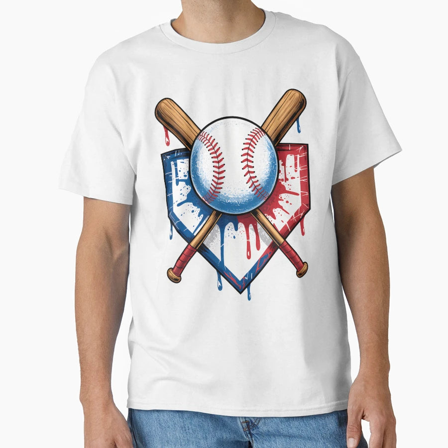 American Flag Baseball Fans Ball Bat T-Shirt - Unique Graphic Men Women - T-Shirt, Sweatshirt, Hoodie