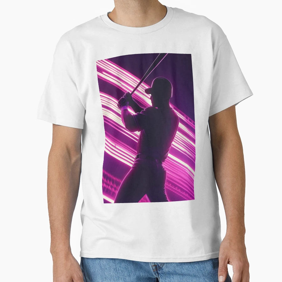 Monochrome Silhouette Baseball Player T-Shirt - Minimalist Print Men Women - T-Shirt, Sweatshirt, Hoodie