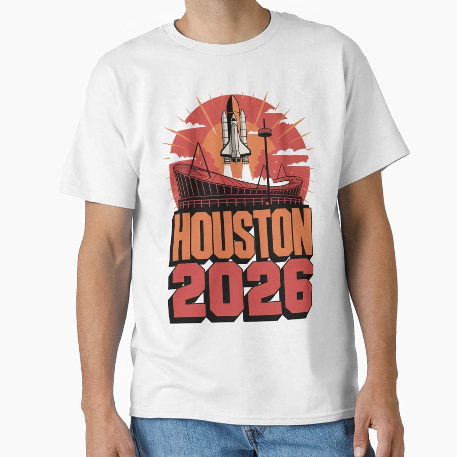 Houston 2026 Space Shuttle Football V22 T-Shirt - Trendy Graphic Unisex - T-Shirt, Sweatshirt, Hoodie