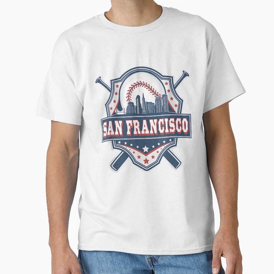 San Francisco Baseball Skyline T-Shirt - Aesthetic Graphic Men Women - T-Shirt, Sweatshirt, Hoodie
