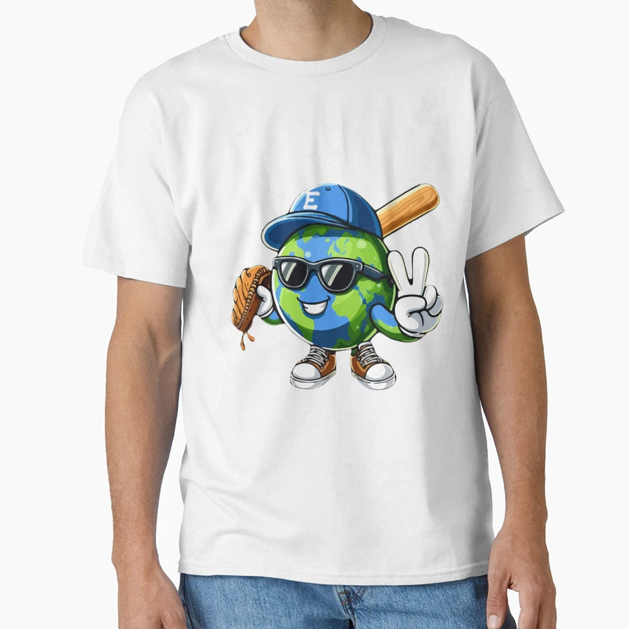 Earth Playing Baseball Earth Day 2024 T-Shirt - Novelty Apparel for Adults - T-Shirt, Sweatshirt, Hoodie