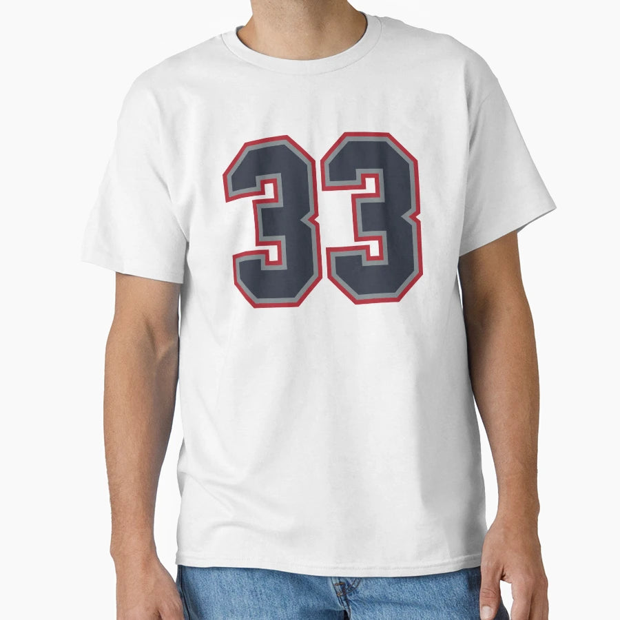 33 Navy Grey Red Sports Number Thirty T-Shirt - Minimalist Print Unisex - T-Shirt, Sweatshirt, Hoodie