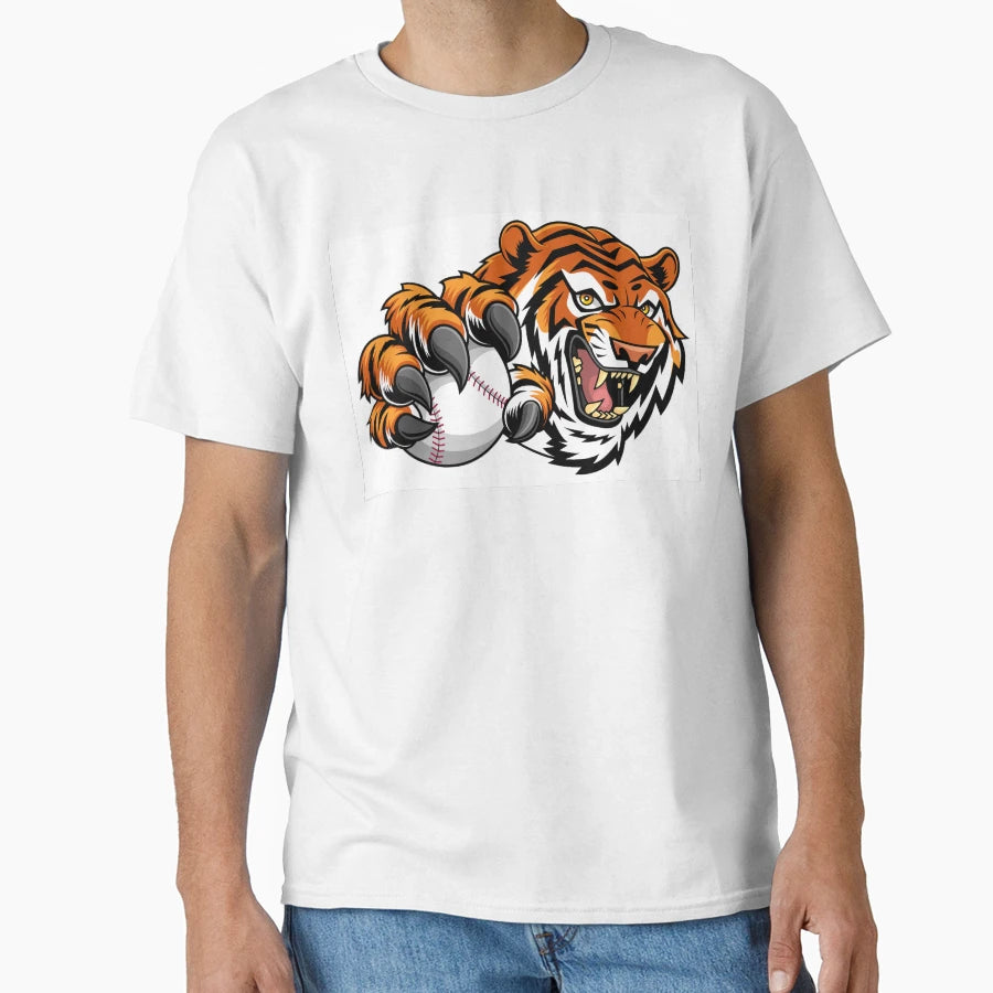 Ferocious Tiger Baseball Mascot Logo T-Shirt - Custom Art Print for Adults - T-Shirt, Sweatshirt, Hoodie