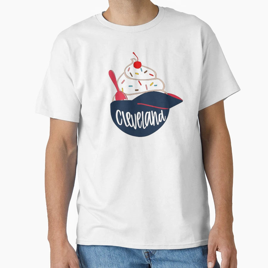 Cleveland Baseball Ice Cream Helmet T-Shirt - Minimalist Print Unisex - T-Shirt, Sweatshirt, Hoodie