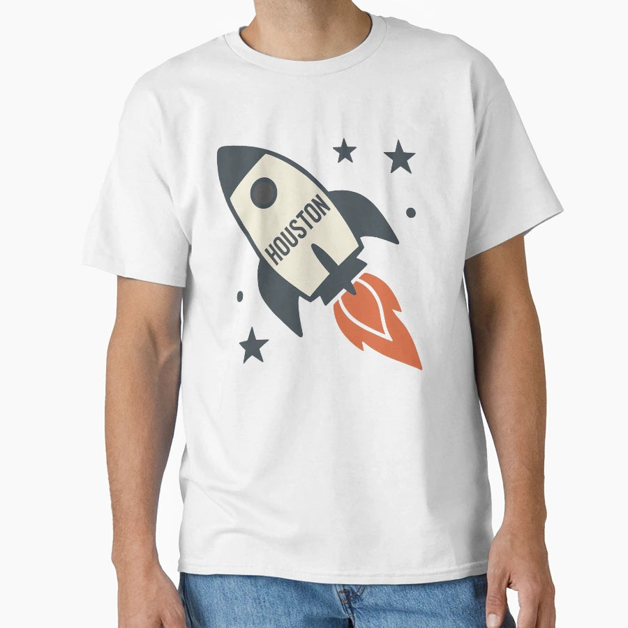 Houston Rocket Minimalist Space T-Shirt - Aesthetic Graphic for Adults - T-Shirt, Sweatshirt, Hoodie