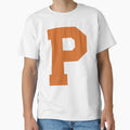 Alphabet Orange P Sports Letter P T-Shirt - Minimalist Print Men Women - T-Shirt, Sweatshirt, Hoodie