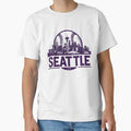 Purple Seattle Baseball Cityscape T-Shirt - Aesthetic Graphic Unisex - T-Shirt, Sweatshirt, Hoodie