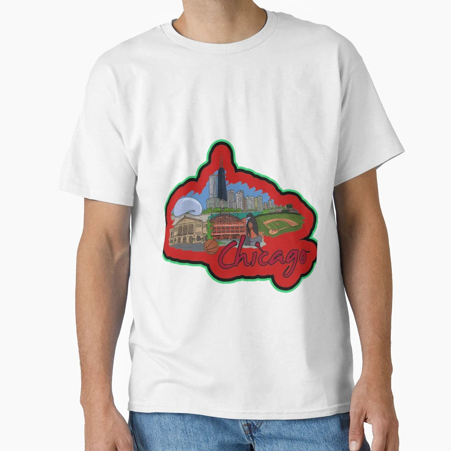 Chicago City Iconic Architecture And T-Shirt - Aesthetic Graphic Men Women - T-Shirt, Sweatshirt, Hoodie