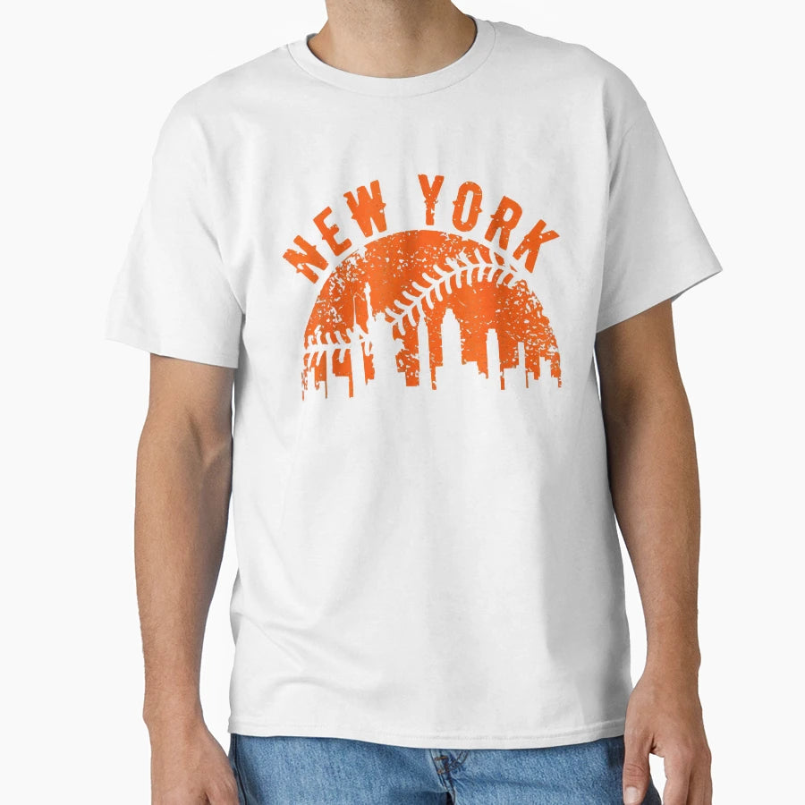New York Ny Skyline Baseball Met T-Shirt - Minimalist Print for Adults - T-Shirt, Sweatshirt, Hoodie