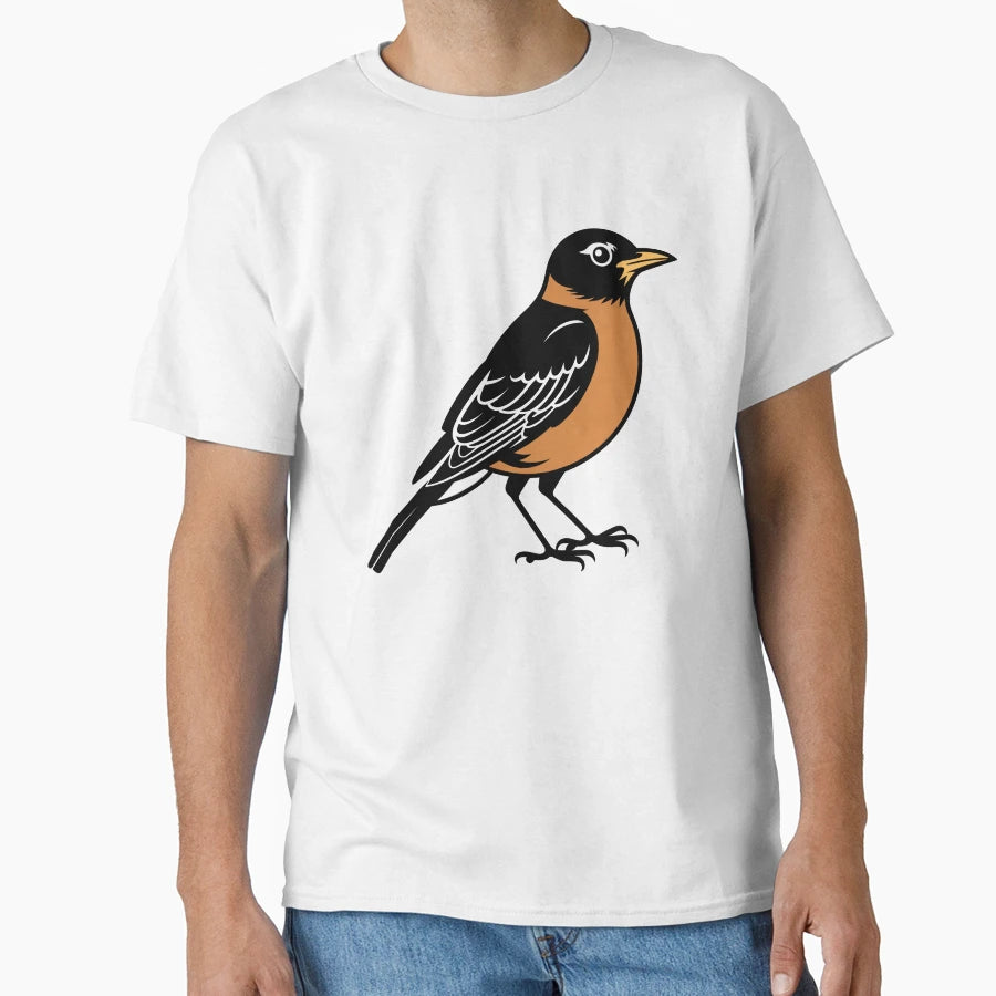 American Robin Bird T-Shirt - Minimalist Print for Adults - T-Shirt, Sweatshirt, Hoodie