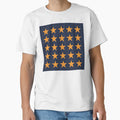 Medium Orange And Navy Blue Stars T-Shirt - Custom Art Print for Adults - T-Shirt, Sweatshirt, Hoodie