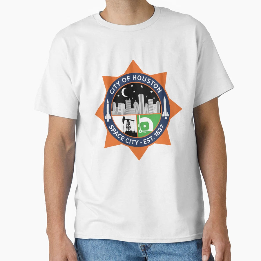 Houston Texas Space City Emblem T-Shirt - Aesthetic Graphic Men Women - T-Shirt, Sweatshirt, Hoodie