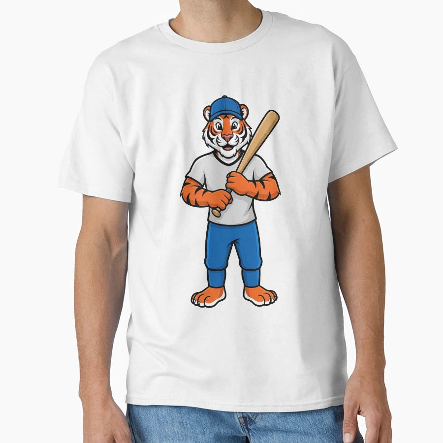 Tiger Baseball Mascot Batting Sport T-Shirt - Trendy Graphic Unisex - T-Shirt, Sweatshirt, Hoodie