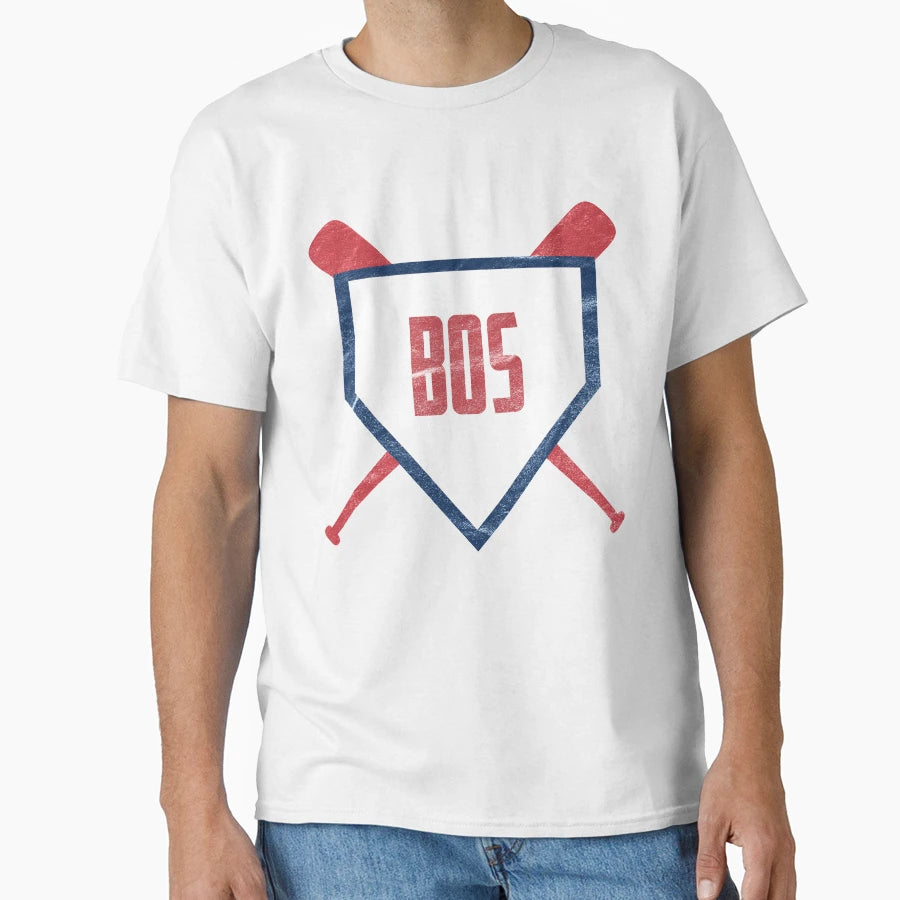 Boston Abbreviation Baseball Home Plate T-Shirt - Novelty Apparel Unisex - T-Shirt, Sweatshirt, Hoodie