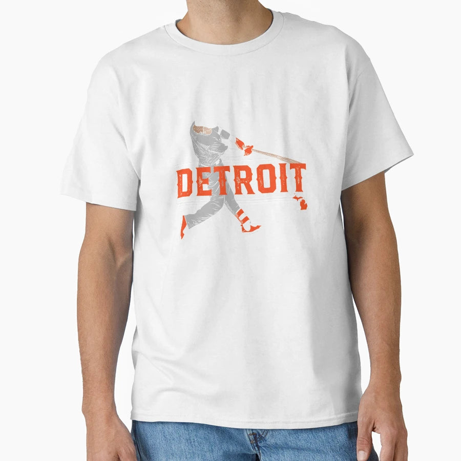 Detroit Baseball Slugger Home Run T-Shirt - Minimalist Print Men Women - T-Shirt, Sweatshirt, Hoodie
