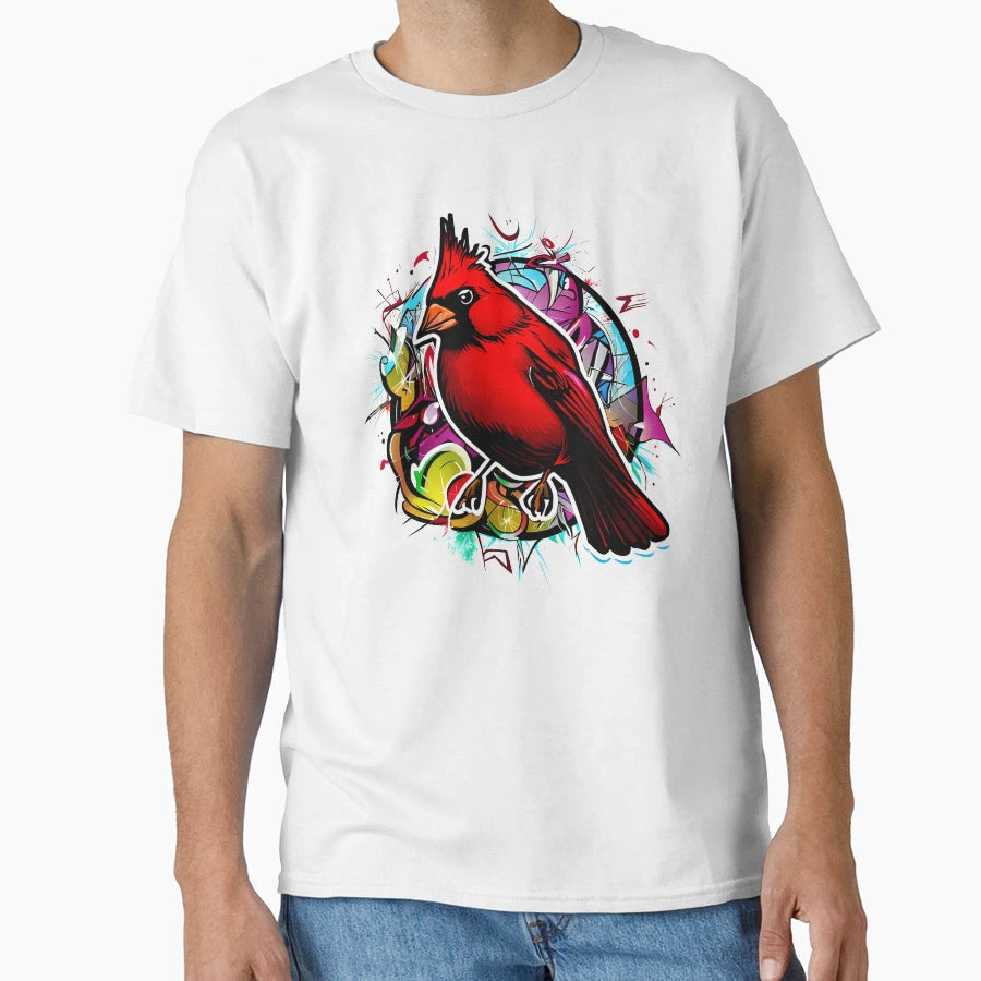 Street Art Red Cardinal Graffiti T-Shirt - Minimalist Print Men Women - T-Shirt, Sweatshirt, Hoodie