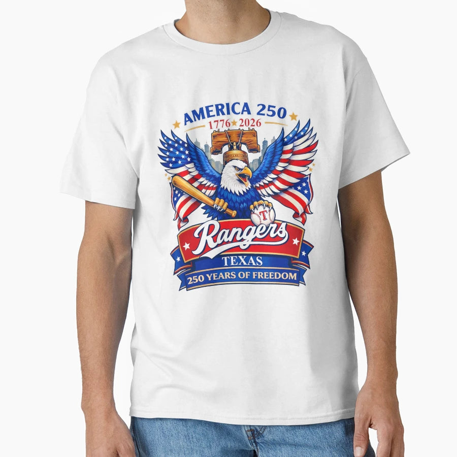 America 250 Rangers Texas 250 Years T-Shirt - Graphic Print Men Women - T-Shirt, Sweatshirt, Hoodie