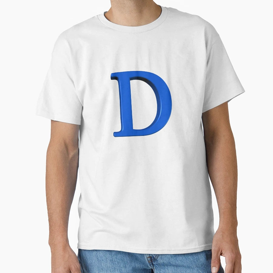 Letter D Dimensional Blue T-Shirt - Trendy Graphic Men Women - T-Shirt, Sweatshirt, Hoodie