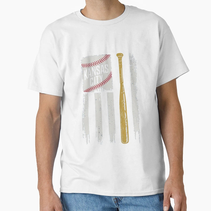 Kansas City Baseball Flag Patriotic T-Shirt - Streetwear Style Men Women - T-Shirt, Sweatshirt, Hoodie