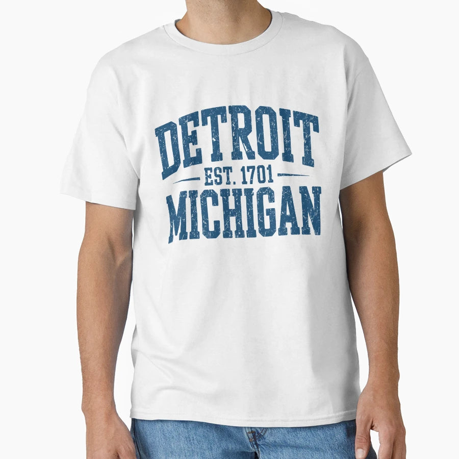 Detroit Michigan Typography T-Shirt - Casual Everyday Wear for Adults - T-Shirt, Sweatshirt, Hoodie