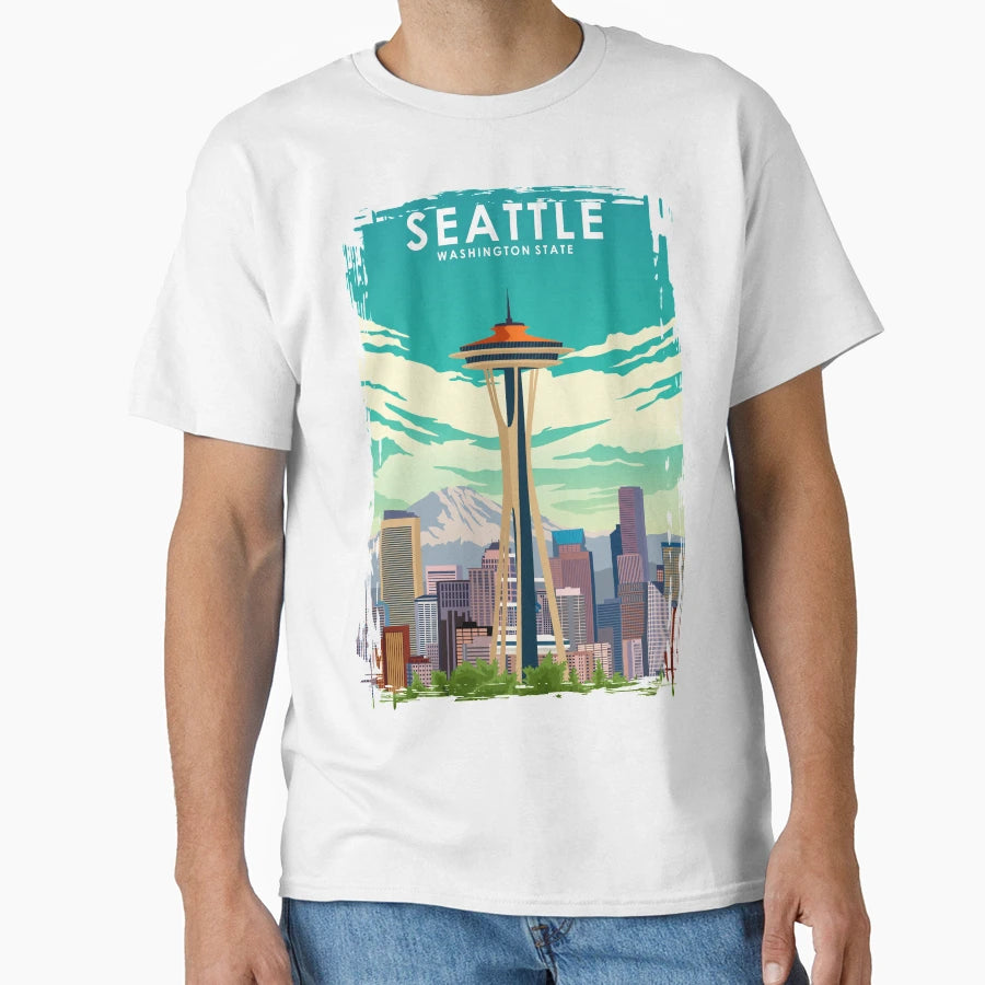 Seattle Washington State Travel T-Shirt - Fun Novelty Design Men Women - T-Shirt, Sweatshirt, Hoodie