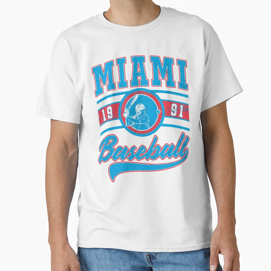 Miami Baseball T-Shirt - Aesthetic Graphic Unisex - T-Shirt, Sweatshirt, Hoodie