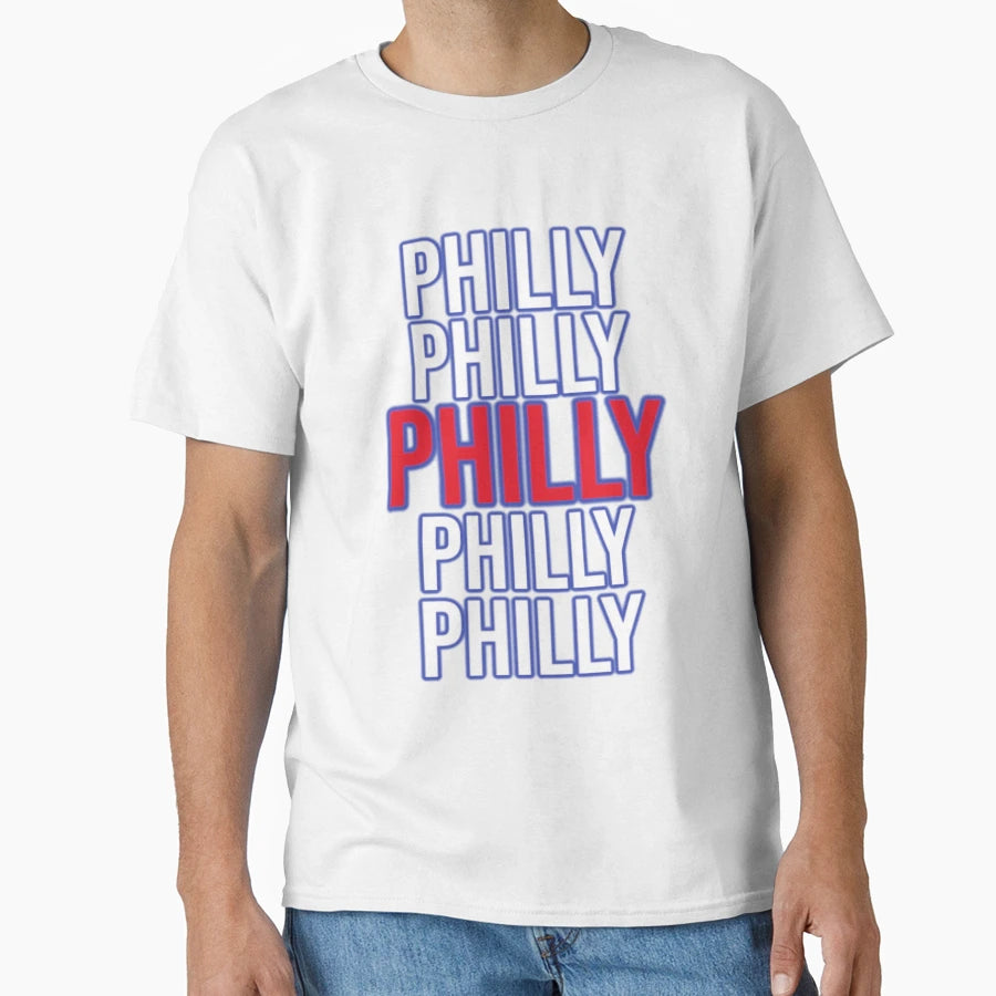 Philly Repeating Text Panfurware Llc T-Shirt - Aesthetic Graphic for Adults - T-Shirt, Sweatshirt, Hoodie