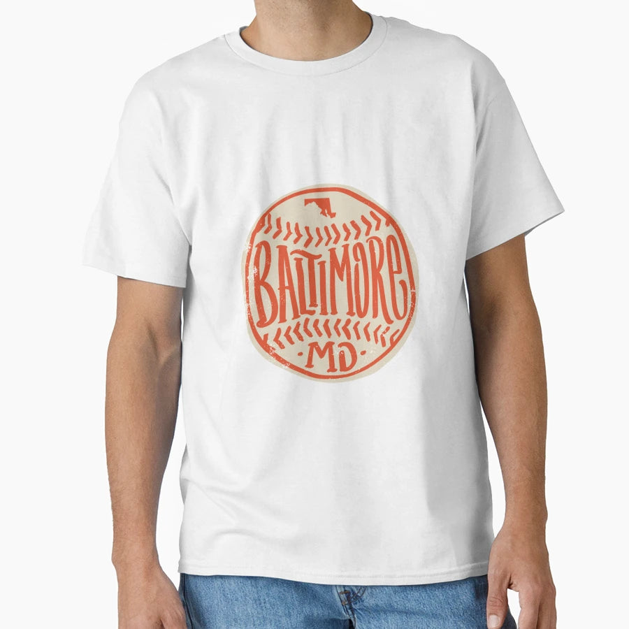 Hand Drawn Baseball Baltimore Custom T-Shirt - Fun Novelty Design Unisex - T-Shirt, Sweatshirt, Hoodie