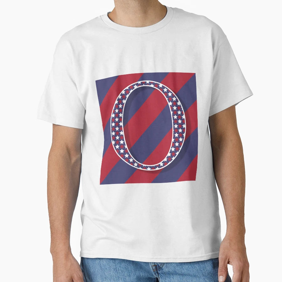Letter O Americana Old Glory Red And Blue T-Shirt - Unique Graphic Unisex - T-Shirt, Sweatshirt, Hoodie