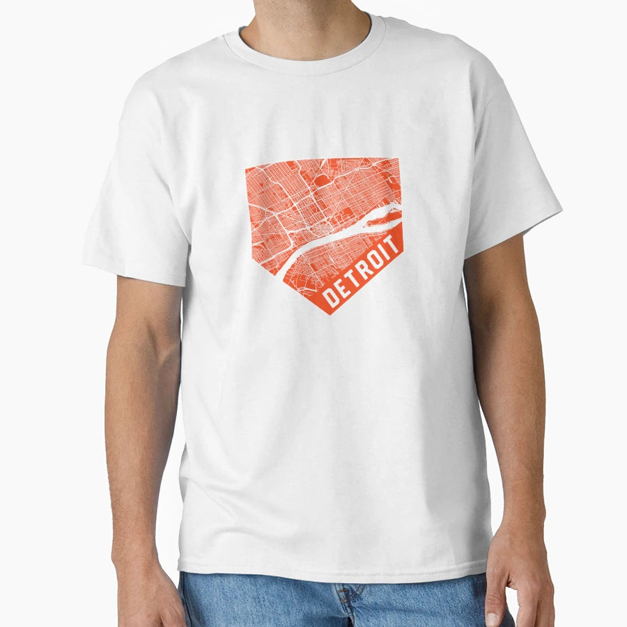 Detroit Map Baseball Home Plate Michigan T-Shirt - Minimalist Print Unisex - T-Shirt, Sweatshirt, Hoodie