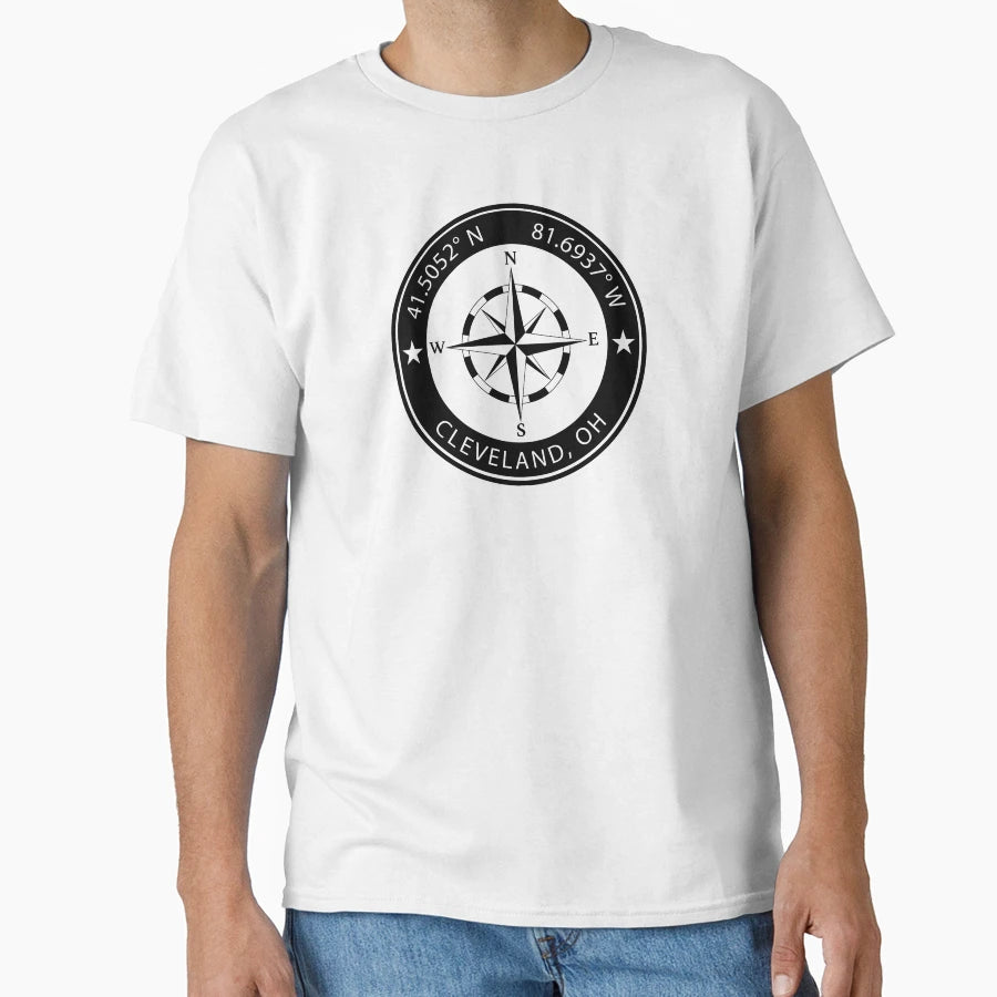 Cleveland Ohio Geographical Coordinates T-Shirt - Aesthetic Graphic Unisex - T-Shirt, Sweatshirt, Hoodie