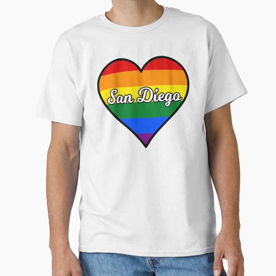 San Diego California Gay Pride Heart T-Shirt - Novelty Apparel for Adults - T-Shirt, Sweatshirt, Hoodie