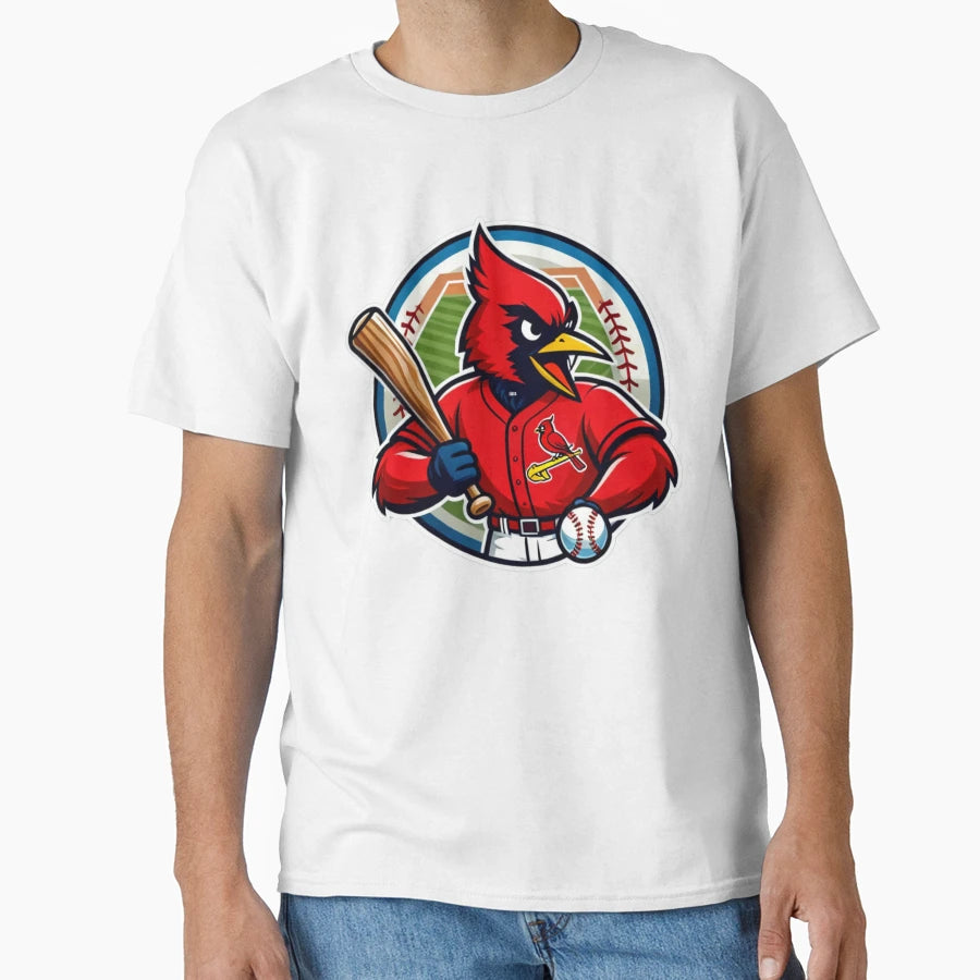 Aggressive Red Cardinal Baseball T-Shirt - Novelty Apparel for Adults - T-Shirt, Sweatshirt, Hoodie