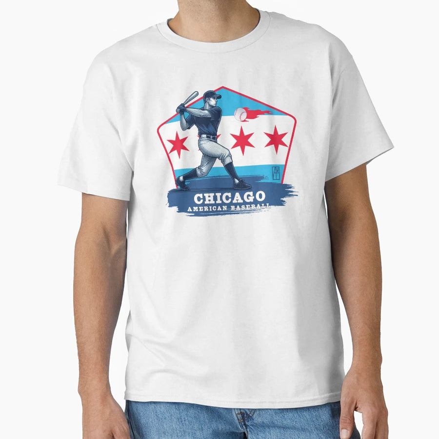 Usa American Baseball Chicago Baseball T-Shirt - Unique Graphic Unisex - T-Shirt, Sweatshirt, Hoodie