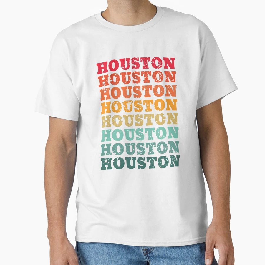 Houston Repeated Sunset Colors T-Shirt - Casual Everyday Wear Unisex - T-Shirt, Sweatshirt, Hoodie